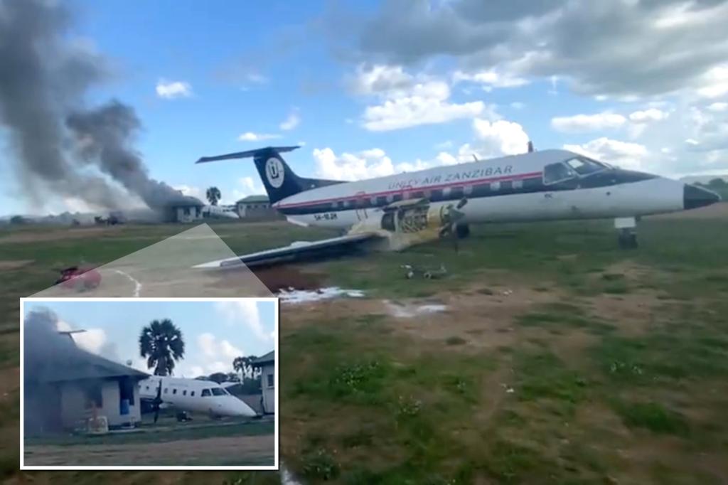 Plane skids off runway, hits building just hours after separate crash landing