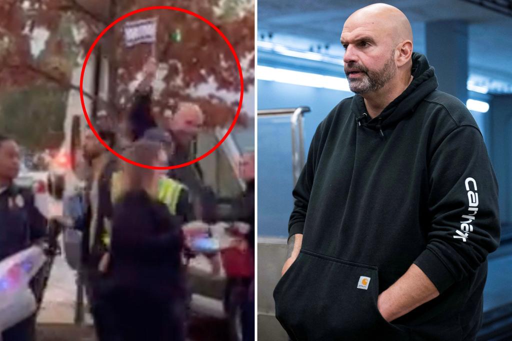 Sen. John Fetterman triggers anti-Israel protesters with flag wave