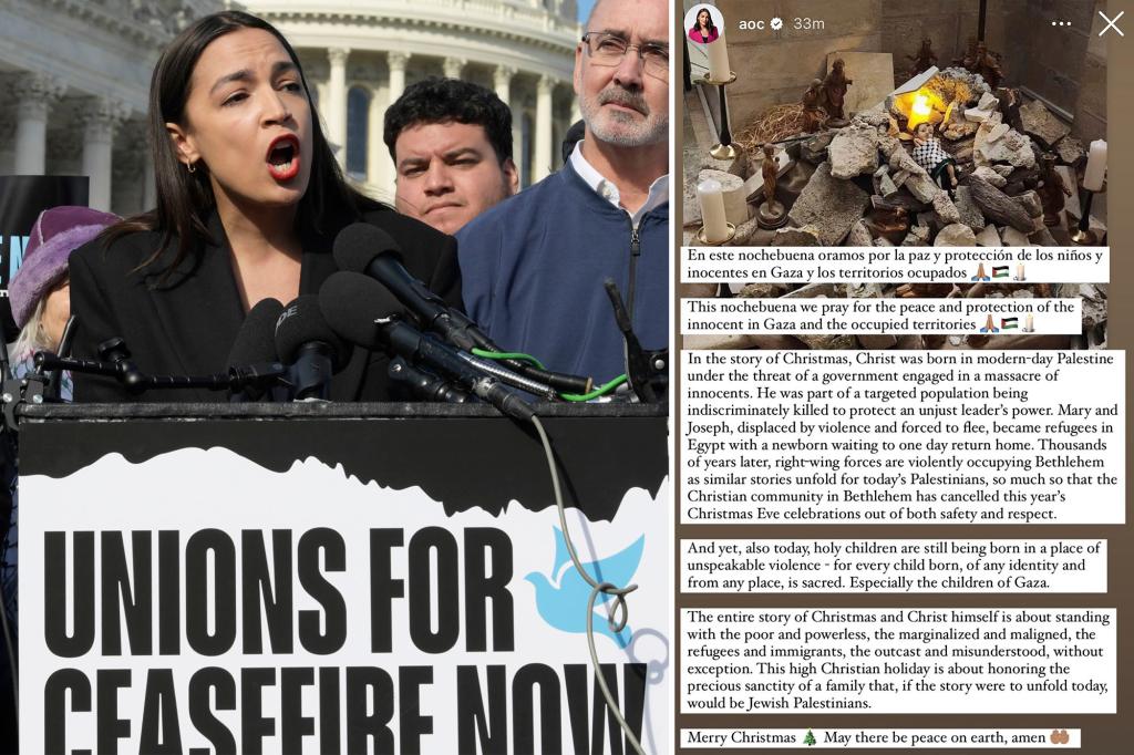 AOC slammed over Christmas message about Israel-Hamas war: ‘Jew hate’