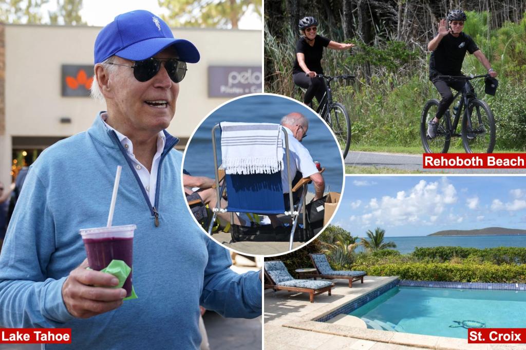 Biden spent 37% of 2023 at a getaway spot — in  Delaware, at posh vacation sites or Camp David