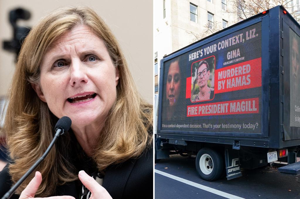 Billboard trucks at UPenn call for Liz Magill’s firing, play her congressional hearing on loop