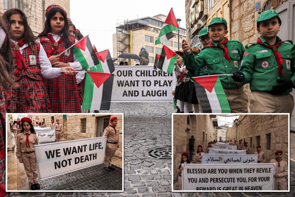 Children’s Bethlehem parade becomes another symbolic casuality of war: ‘We want life not death’