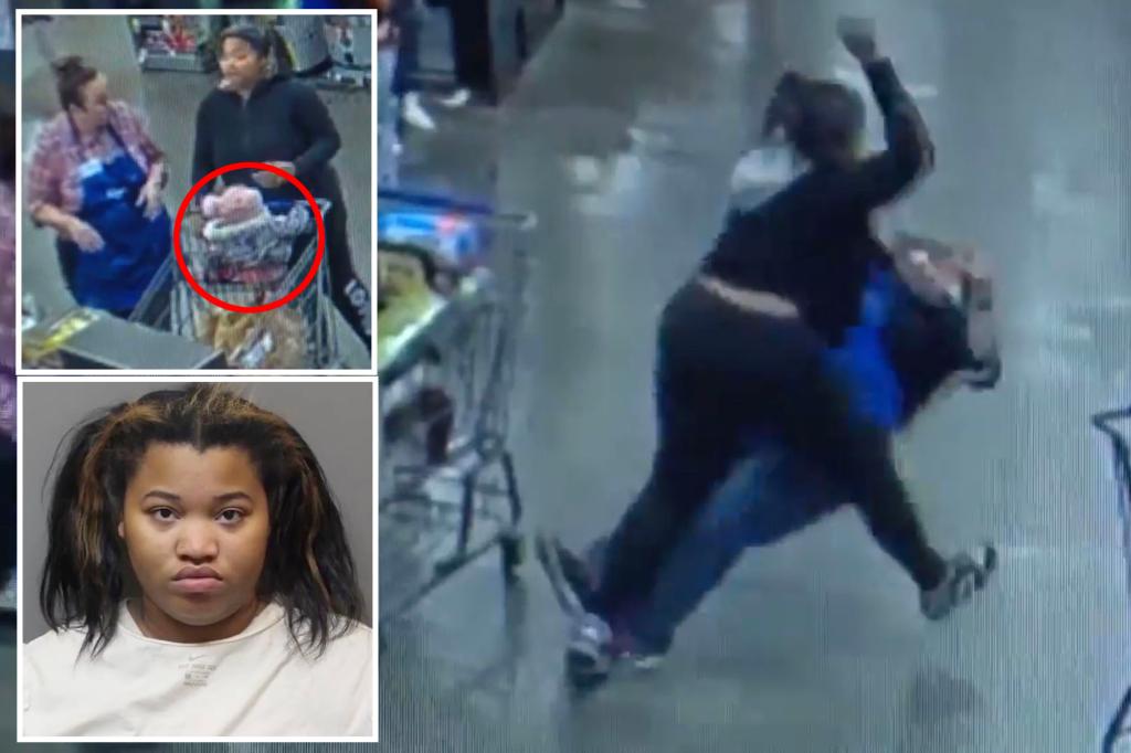 Disturbing video shows mom knocking out Kroger store clerk in front of 1-year-old daughter