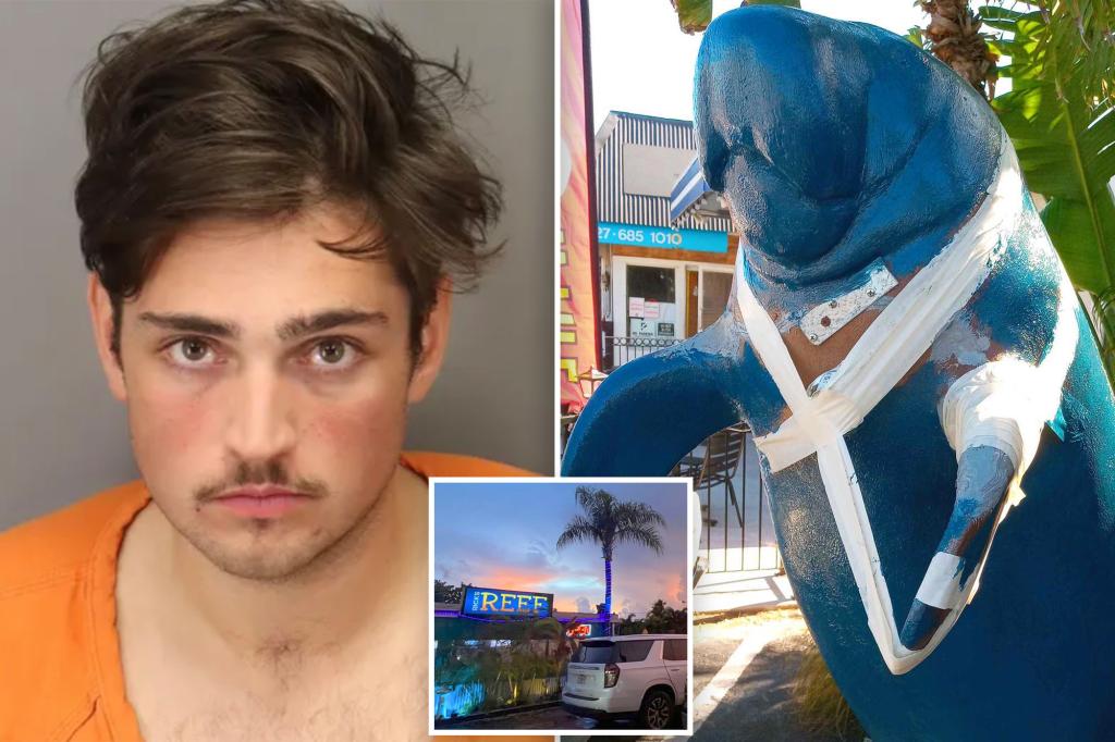 Drunken, belligerent tourist ‘sexually molested’ manatee statue at Florida restaurant: police