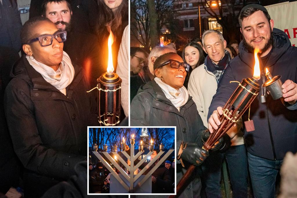 Embattled Harvard president Claudine Gay attends menorah lighting after widespread antisemitism backlash