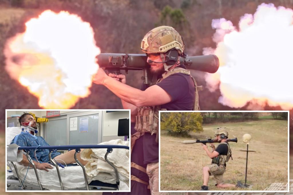 Horrifying moment Army veteran YouTuber has rocket launcher explode in his hands