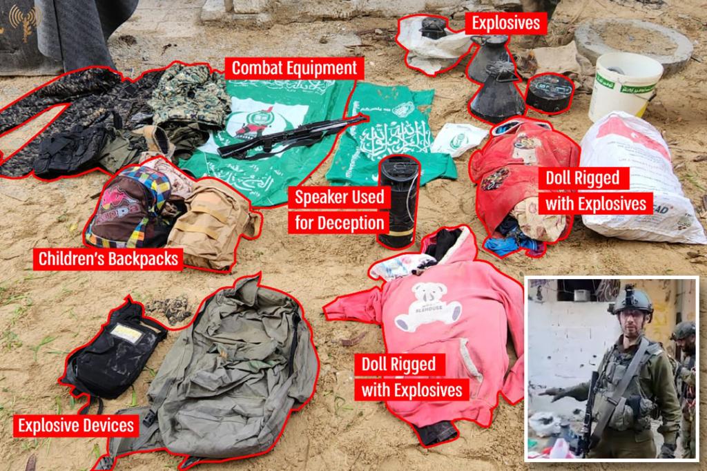 IDF discovers Hamas trove of rigged dolls, children’s backpacks, explosives