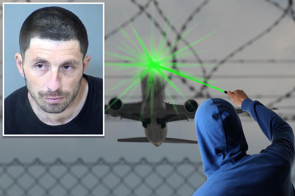 Man arrested after allegedly pointing laser at commercial plane then at police helicopter as they tried to stop him: cops