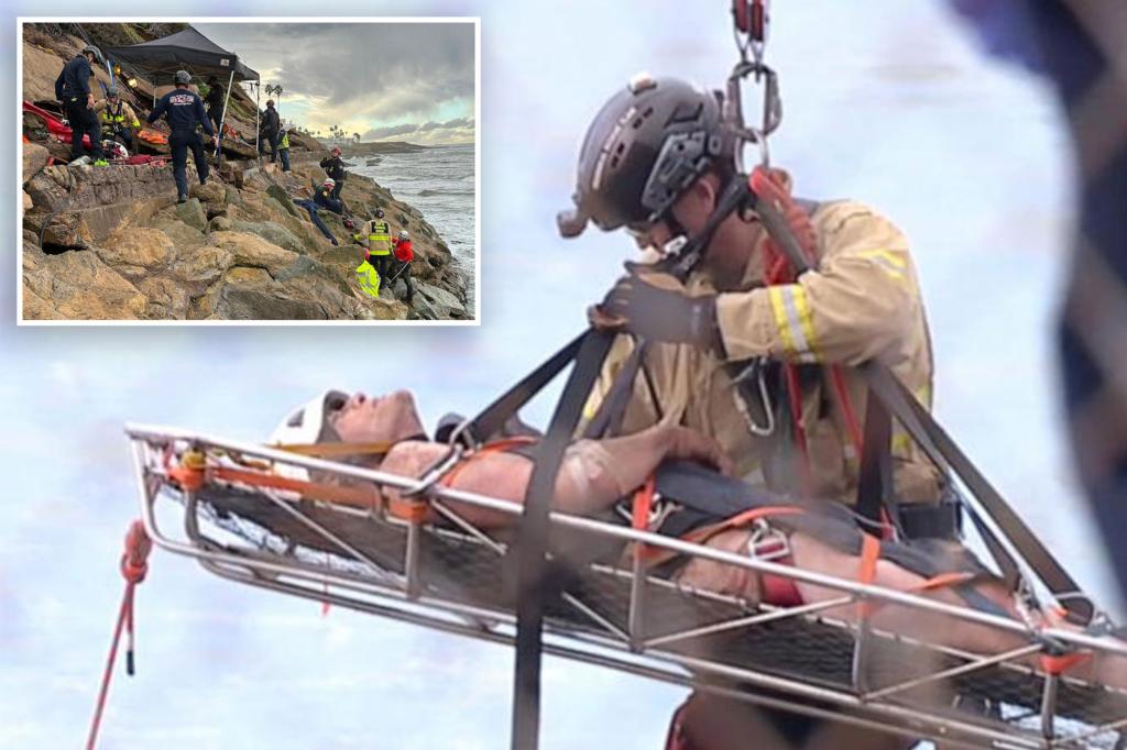 Man trapped in ‘treacherous’ San Diego cliff for days after sliding down tunnel he made