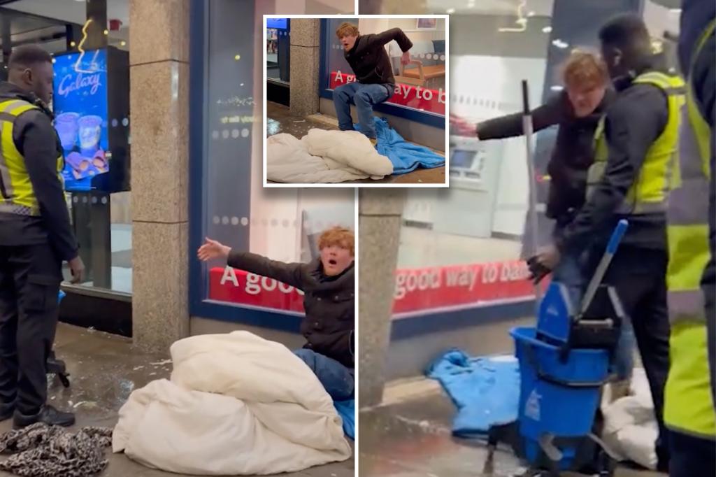 McDonald’s security guard caught on video soaking homeless man’s blankets with mop