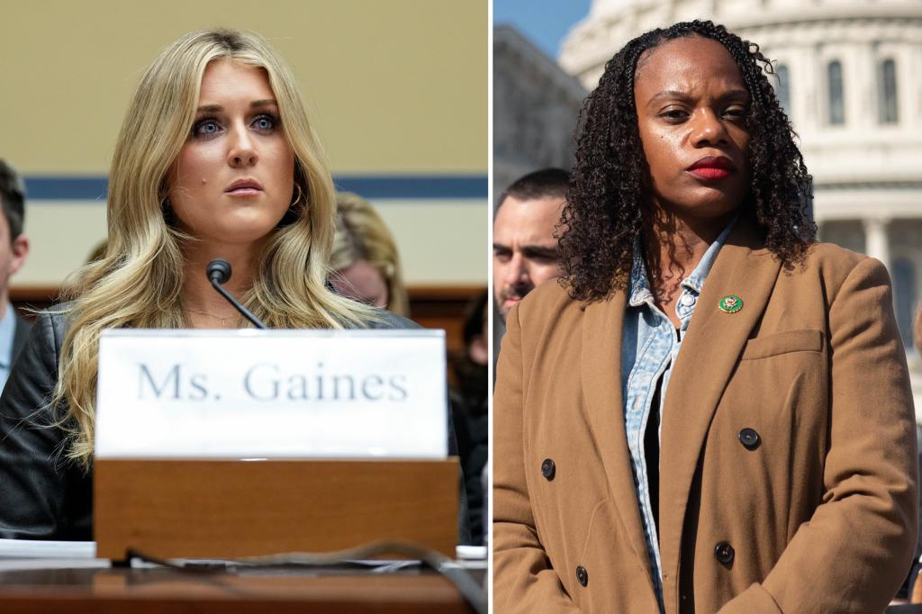 Riley Gaines fires back at ‘misogynist’ ‘Squad’ Dem who wanted swimmer’s ‘transphobic’ remarks stricken from Title IX hearing record