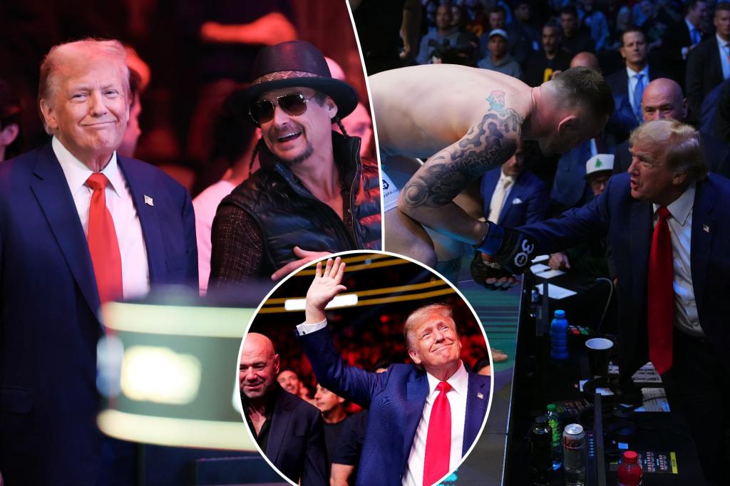 Trump sits cageside with Kid Rock for supporter Colby Covington’s UFC 296 defeat, which fighter compared to ex-prez’s 2020 loss