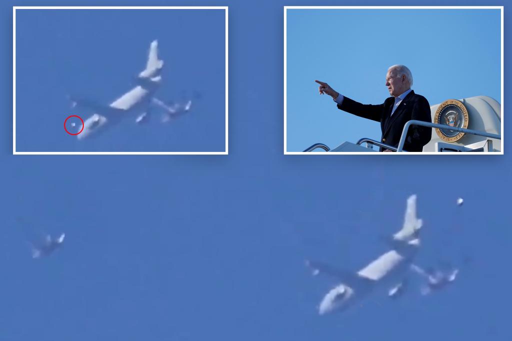 UFO appears to fly by Air Force One at LAX during Biden visit