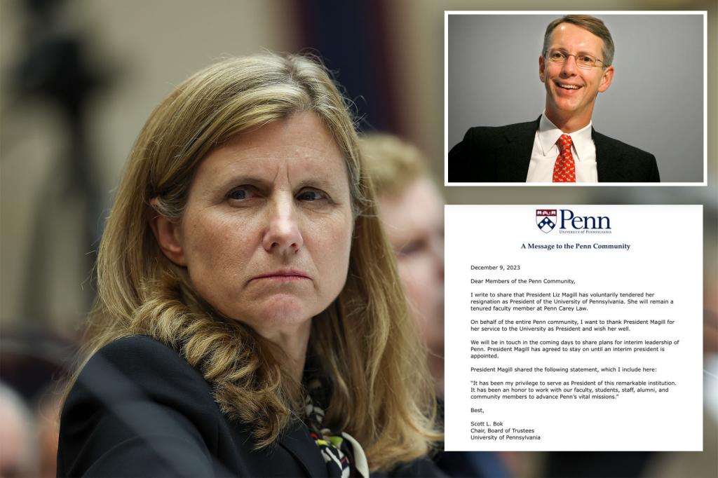 UPenn President Liz Magill, board of trustees chair Scott Bok resign after donor revolt over disastrous antisemitism testimony