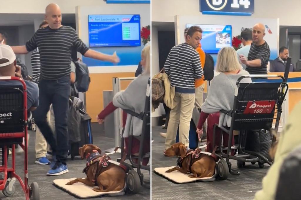 Video shows couple having meltdown at Charlotte airport over their pet dogs, yelling at woman in wheelchair: ‘f–k off, bitch’