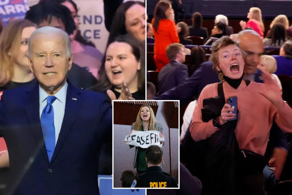 Biden claims Gaza heckler is ‘MAGA Republican’ as he’s interrupted at least 10 times at rally