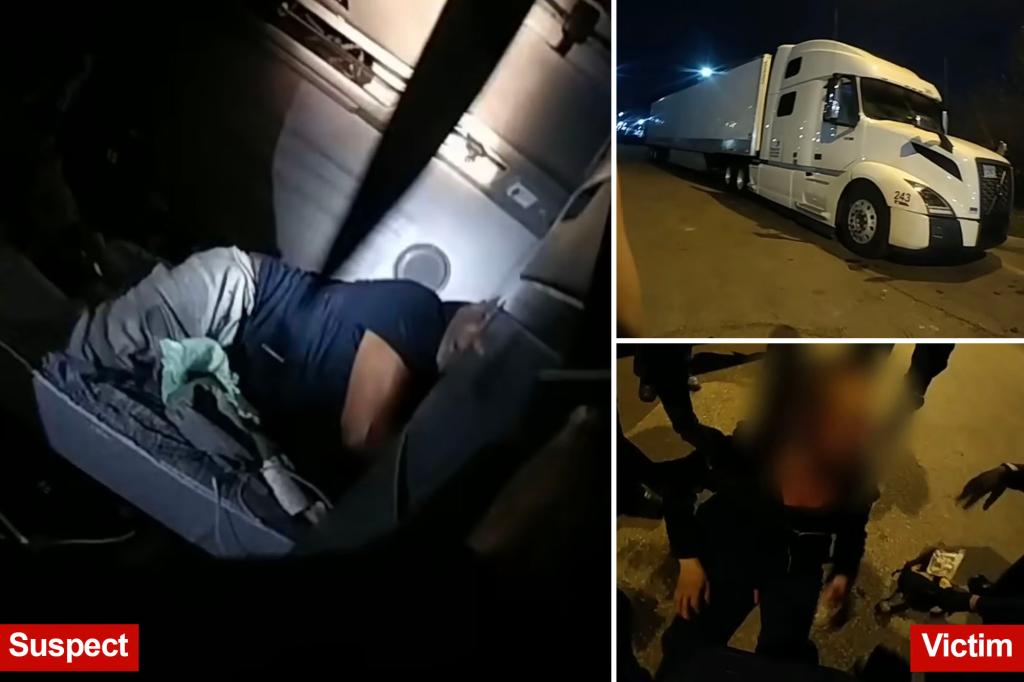 Bodycam footage shows terrifying moment cop kills truck driver holding knife against woman’s throat