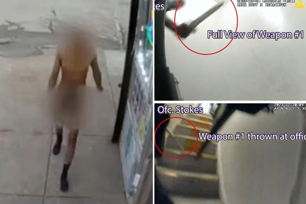 Chilling video shows moment Baltimore cops seeking naked suspect shoot machete-wielding maniac