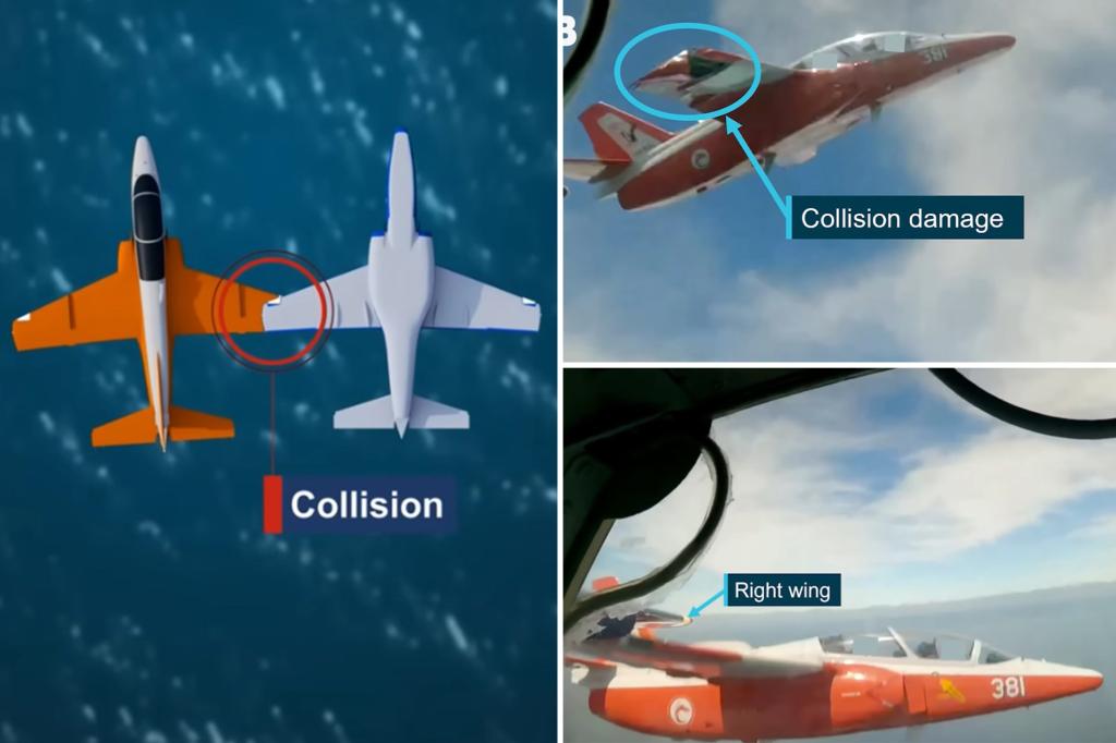 Computer-generated footage shows horrible moment jets performing airplane stunts collide, killing 2