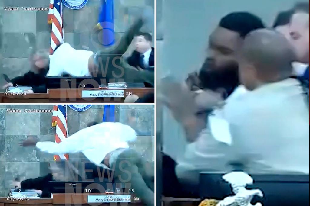 Convicted felon leaps over bench, attacks Las Vegas judge in chaotic video after probation denied: ‘There will be consequences’