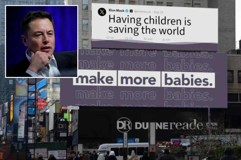 Elon Musk quoted by pro-life diaper company in new Times Square ad: ‘Having children is saving the world’