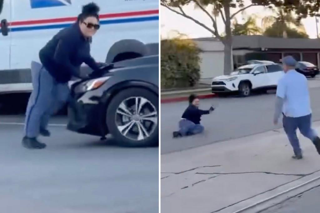 Heart-stopping moment USPS worker is nearly mowed down during brazen mail heist