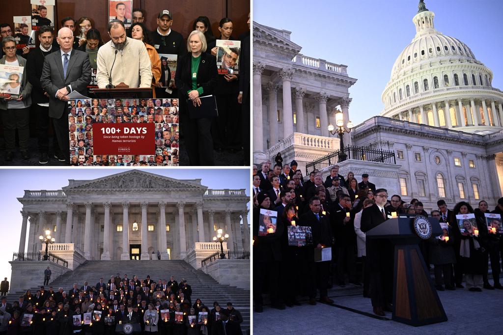 House lawmakers hold candlelight vigil with families of Hamas hostages to mark 103 days since deadly invasion