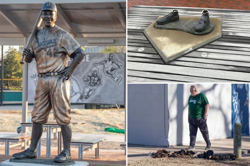 Jackie Robinson statue stolen from Kansas park found burned in trash can: ‘Heartbreaking discovery’
