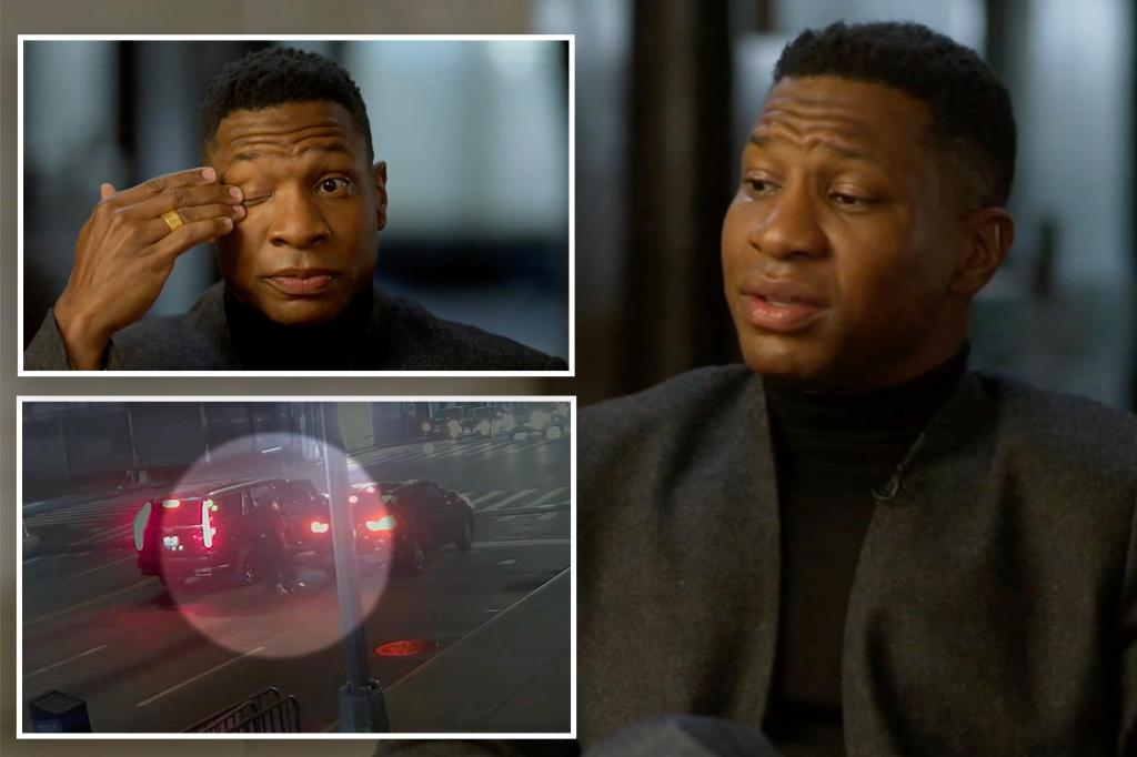 Jonathan Majors wipes away tears as says he was ‘shocked and afraid’ at assault conviction