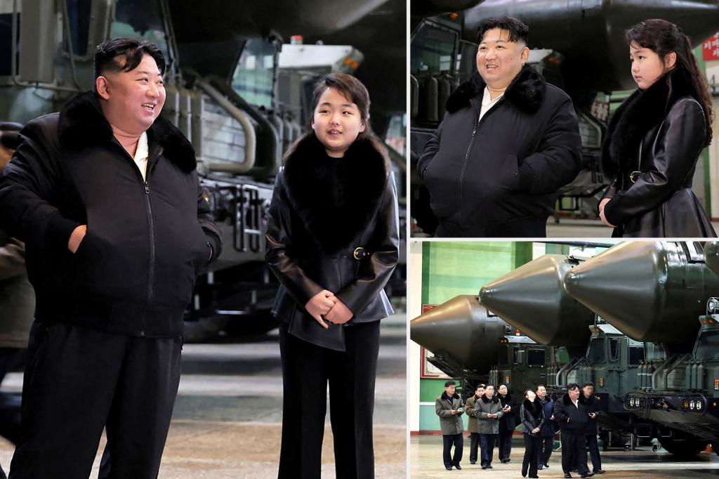 Kim Jong Un and daughter don matching outfits in visit to military production plant