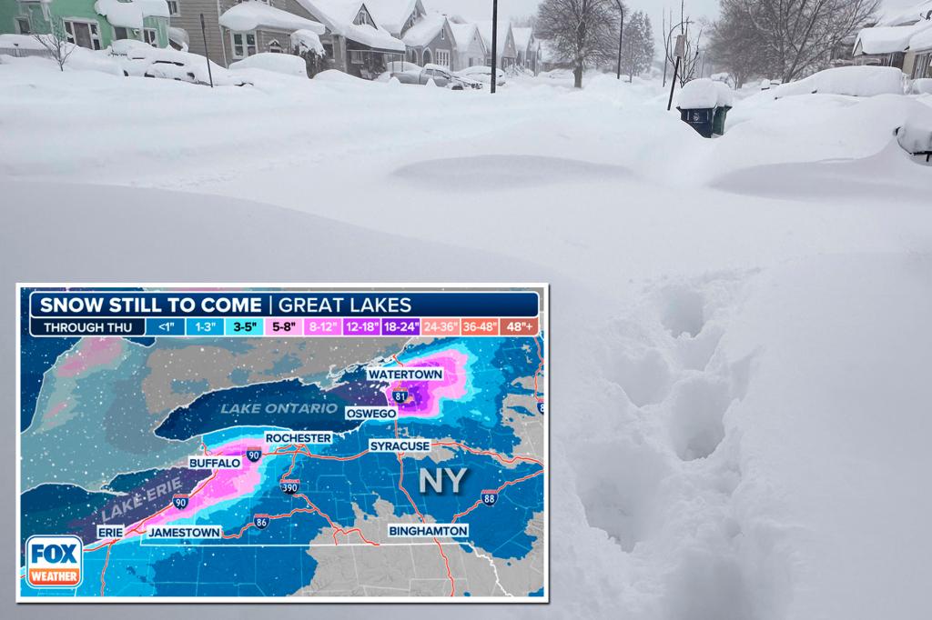 Lake effect snow pummels Buffalo as NFL fans fear another delayed Bills playoff game