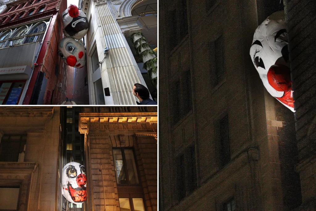 Massive clown heads in downtown Boston freak out tourists: ‘Very creepy’