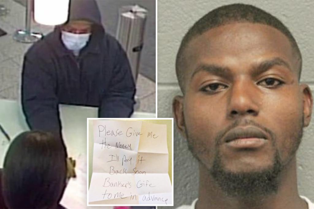 Polite man robs Chicago bank with note vowing to ‘pay it back soon’ — just days after being cleared of another bank robbery