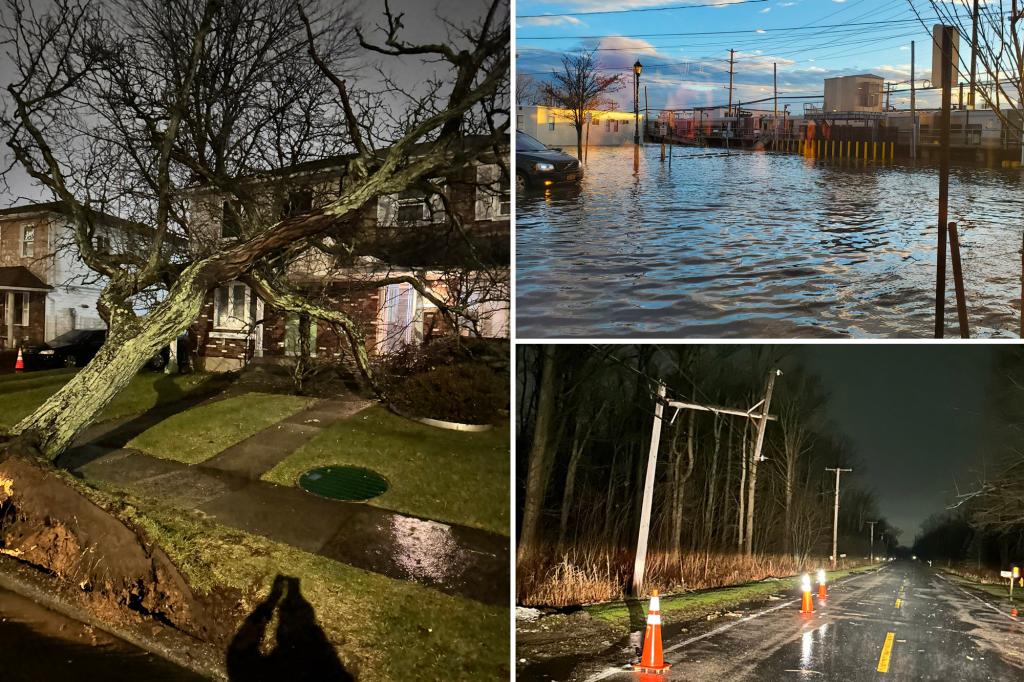 Resourceful tristate area residents use boats to travel down flooded streets after severe storm cuts off power to thousands