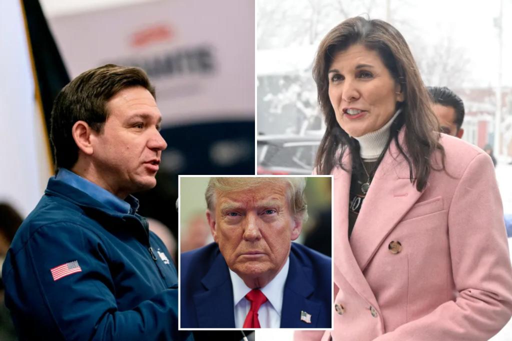 Ron DeSantis, Nikki Haley grapple blizzard conditions, slam absent Trump on eve of Iowa caucus vote