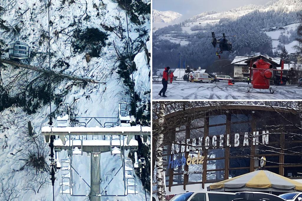 Ski gondola plunges 23 feet after being hit by falling tree,  family seriously injured