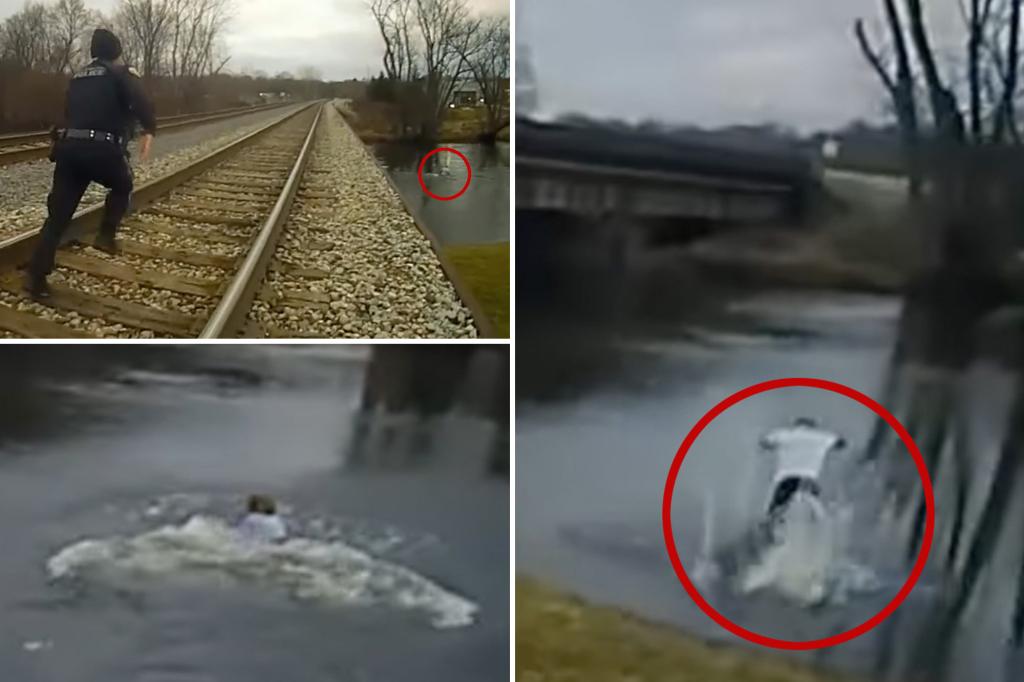 Suspect jumps into frigid river to elude cops after minor traffic stop, never resurfaces: video