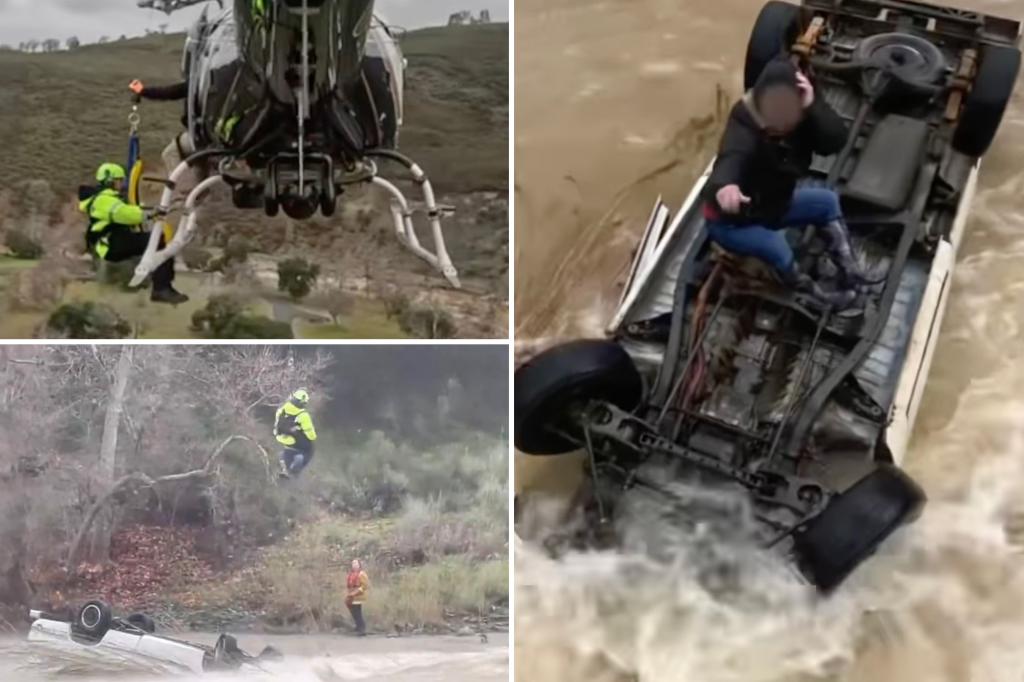 Woman spends 15 hours on overturned car surrounded by rushing Cali floodwater