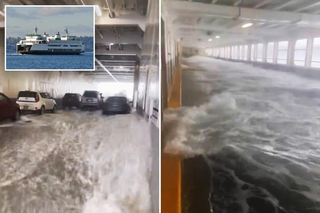 ‘Very, very rare’ waves crash inside ferry in Washington