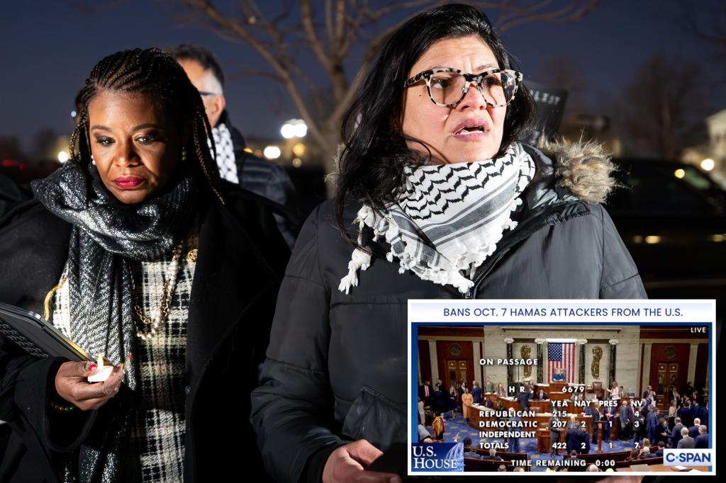 Democratic Reps. Rashida Tlaib and Cori Bush vote no on bill banning Hamas terrorists from US