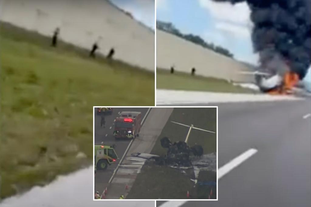 Dramatic video shows survivors flee from deadly plane crash on Florida interstate