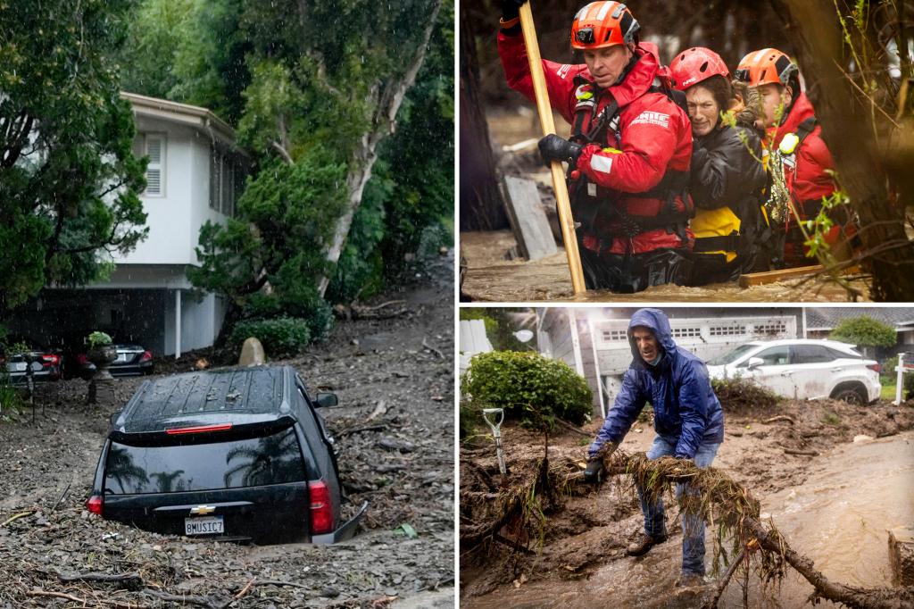 Historic storm sends debris through LA’s Hollywood Hills and leaves 1.1 million without power