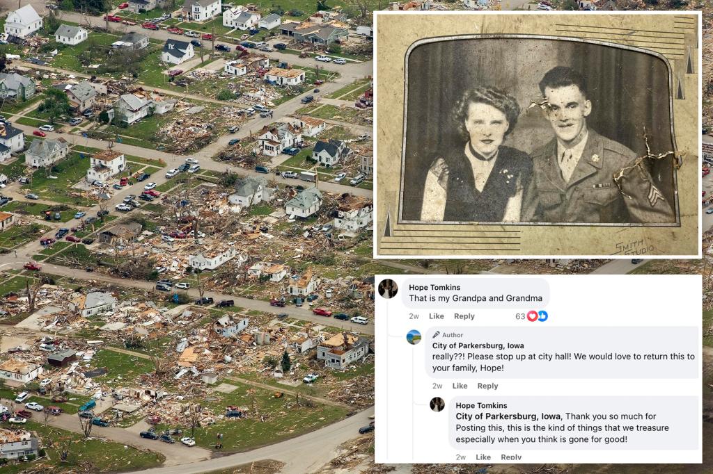 Iowa family reunites with grandparents’ wedding photo that was lost in a 2008 tornado