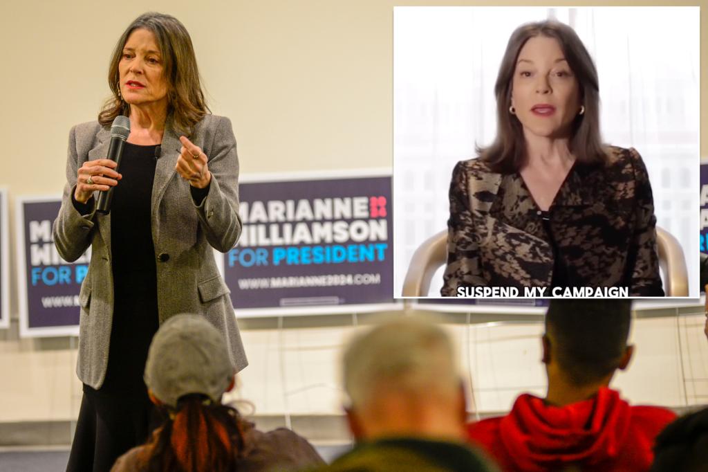 Marianne Williamson drops out of longshot 2024 Democratic presidential primary race