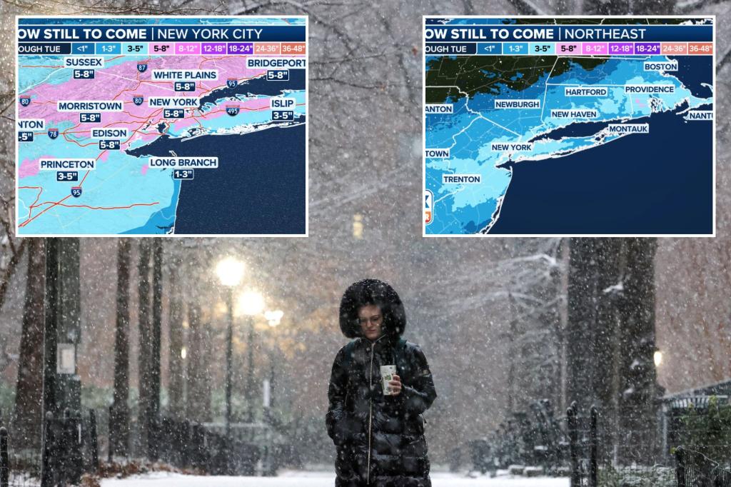 Nor’easter snowfall maps: How much snow is expected in New York, Boston, Philadelphia and other major cities
