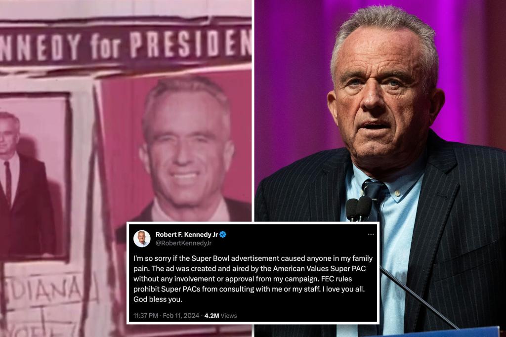 RFK Jr. apologizes to family for Super Bowl ad echoing JFK’s famous 1960 commercial, while still pushing it online