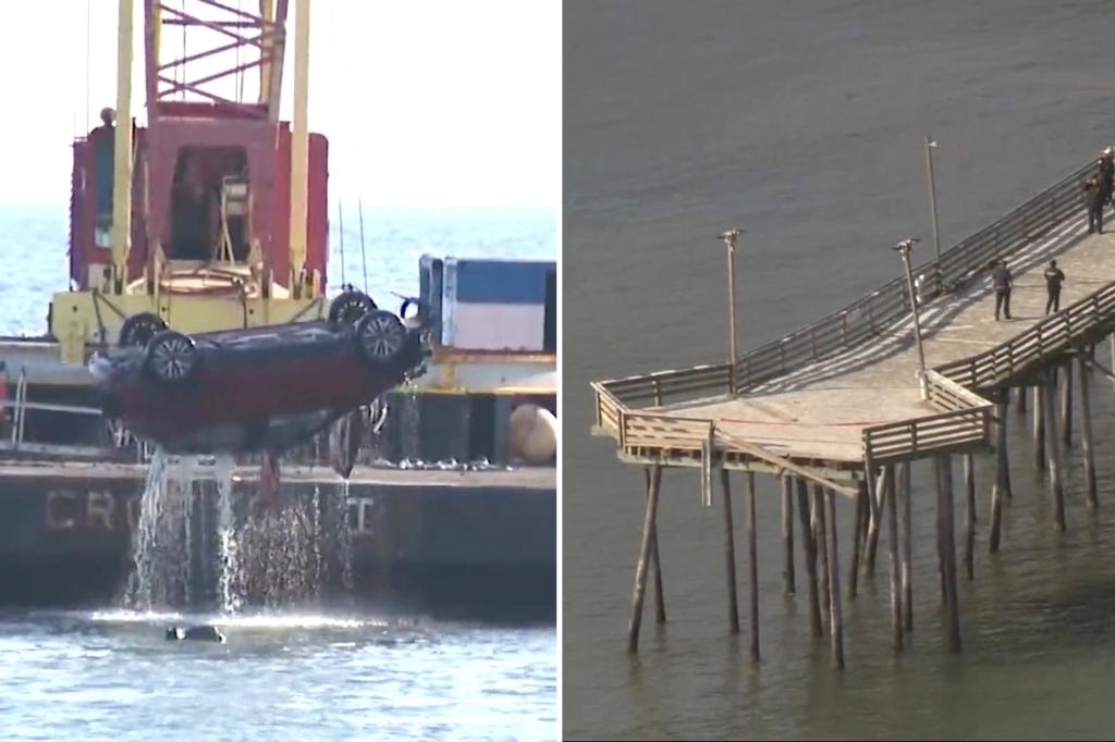 SUV seen on video racing off Virginia Beach pier finally recovered, one body found inside