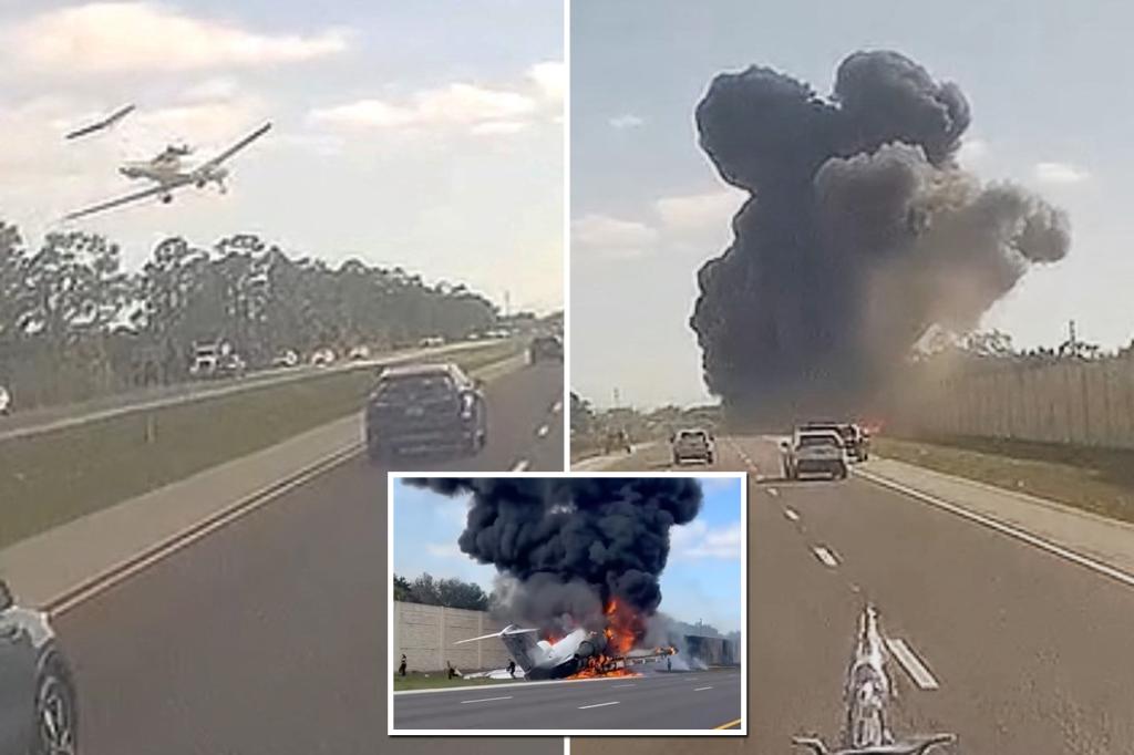 Shocking new dashcam video shows private jet crashing onto Florida highway