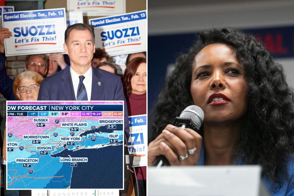 Snowstorm threatens turnout in nail-biter special election for George Santos’ NY House seat as Pilip, Suozzi make final push