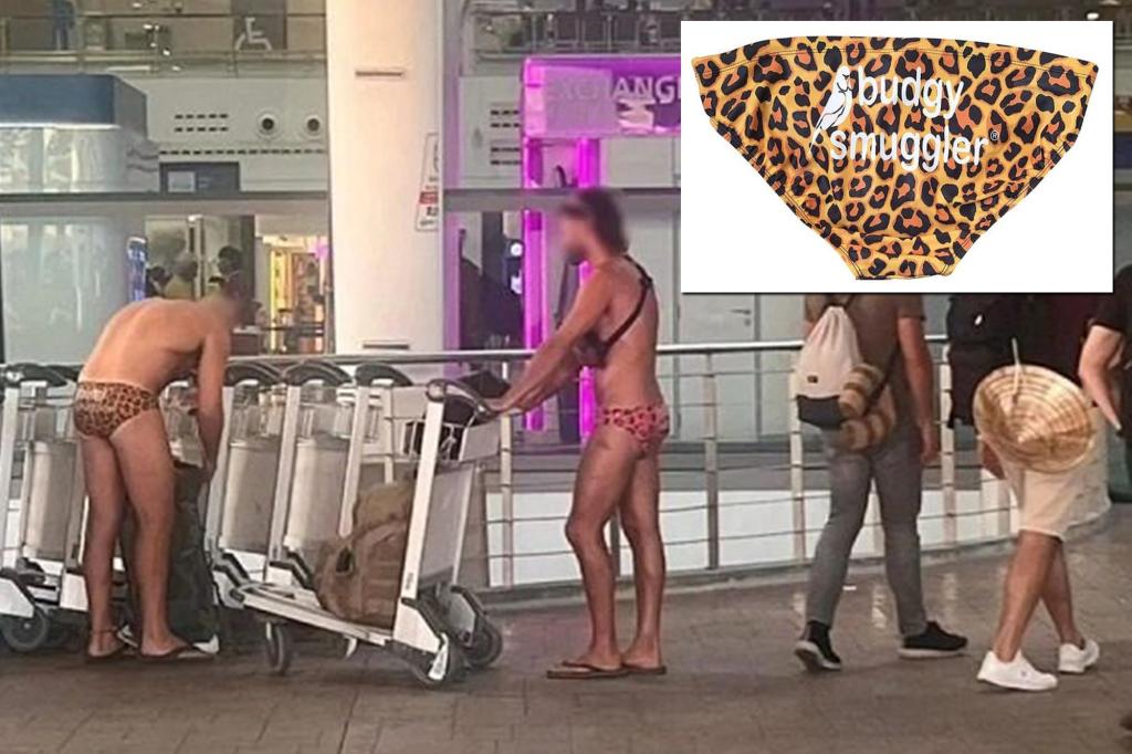 Tourists blasted for wearing nothing but tight Speedo-style swimsuit at Thai airport: ‘Do they have no shame?’